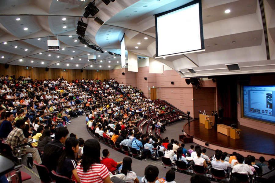 Students in large auditorium