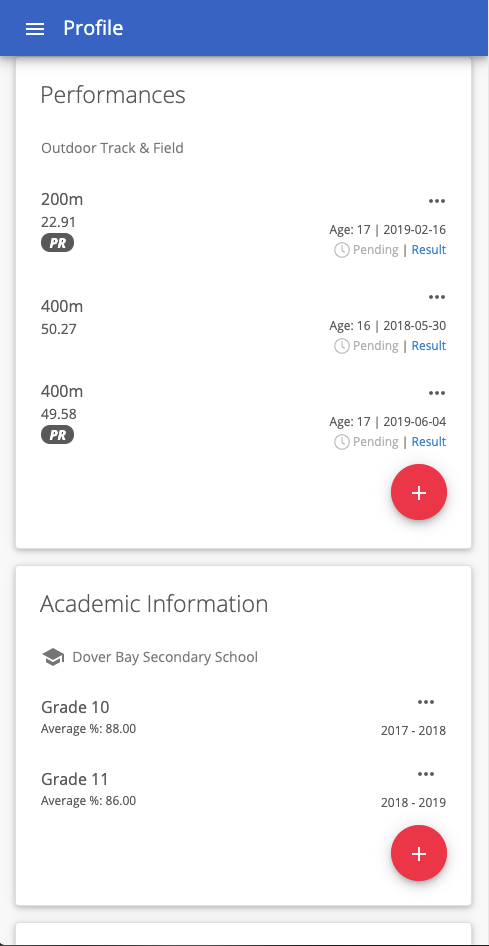 Streamline Athletes Profile Page