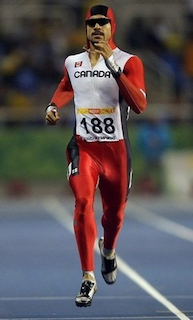 Male running in a speed suit