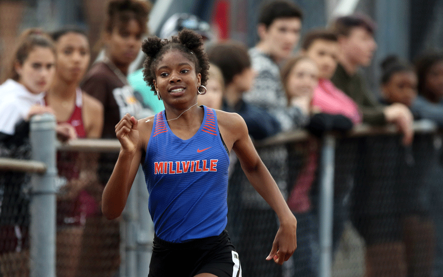 Bryanna Craig at a meet with her previous school Millville in New Jersey