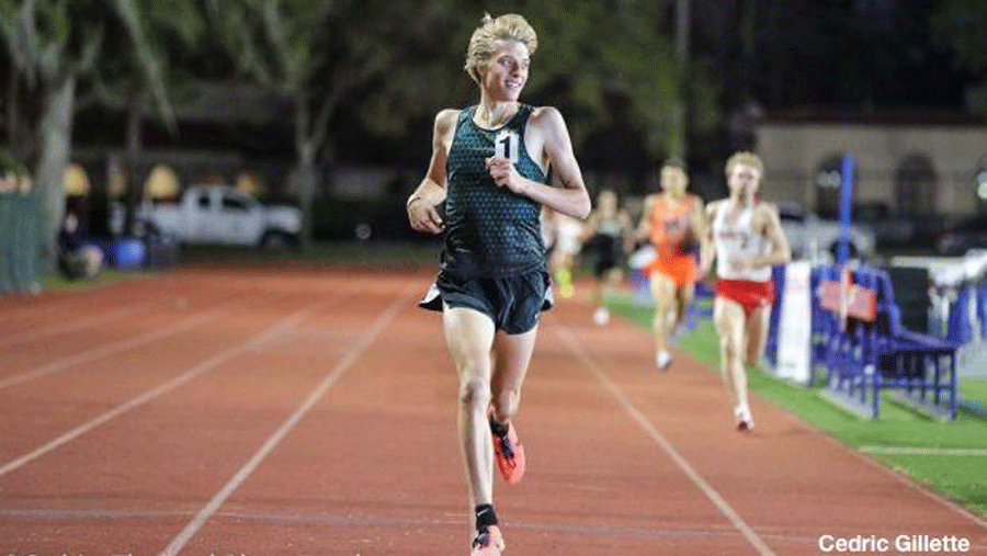 Rheinhardt Harrision as he runs past the finish line