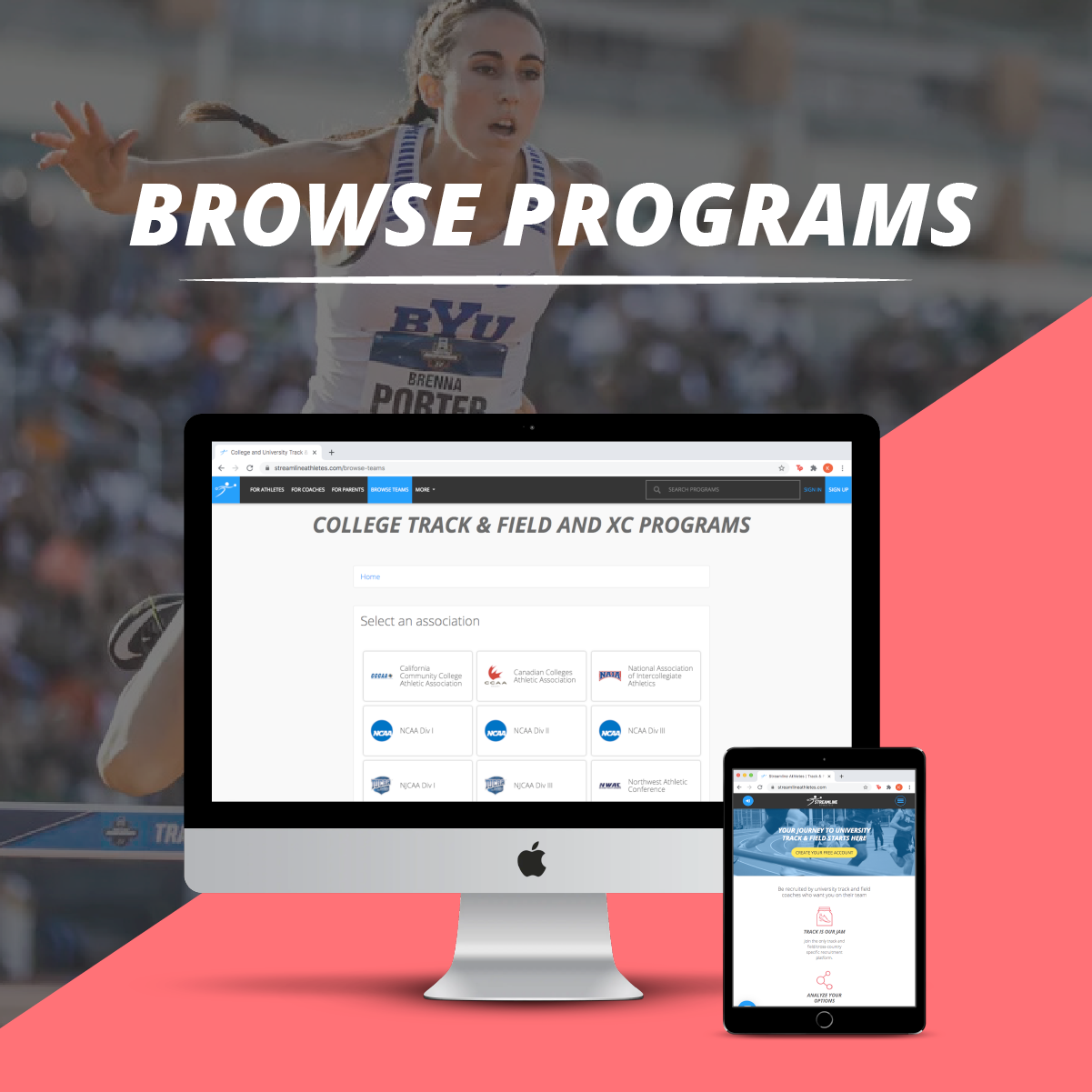 Streamline Athlete browse track and field college and university programs