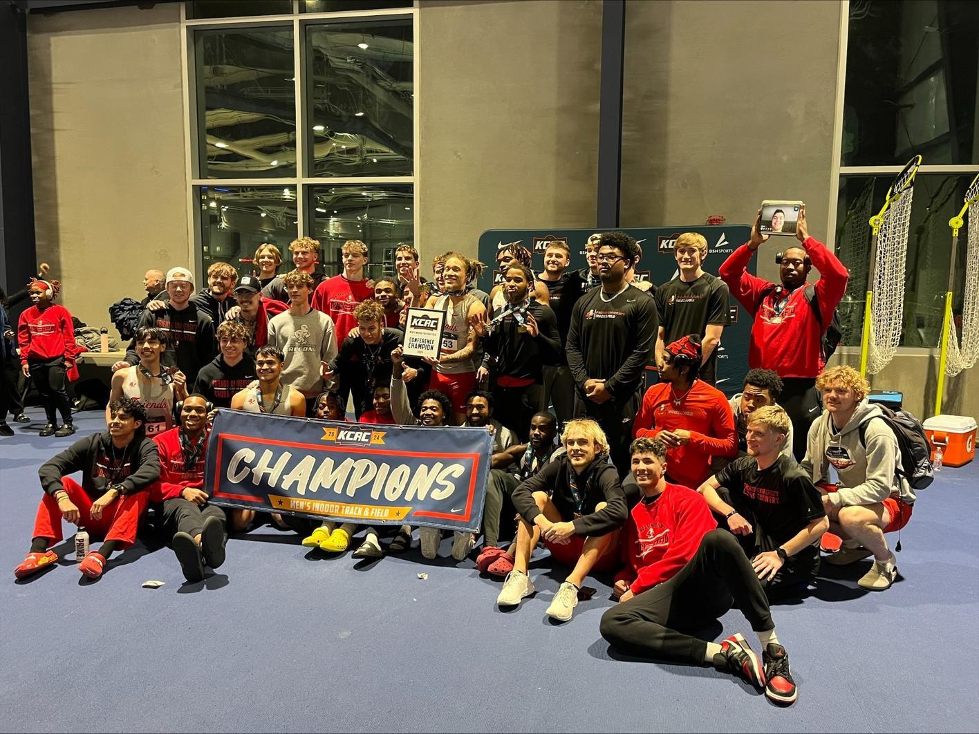 Friends University first-place winning Men's Indoor Track and Field team of the 2024 KCAC Indoor Championships