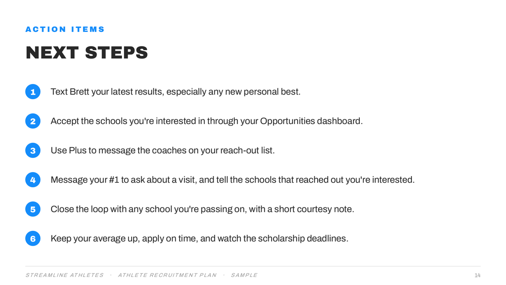 Action items: next steps in the recruiting plan