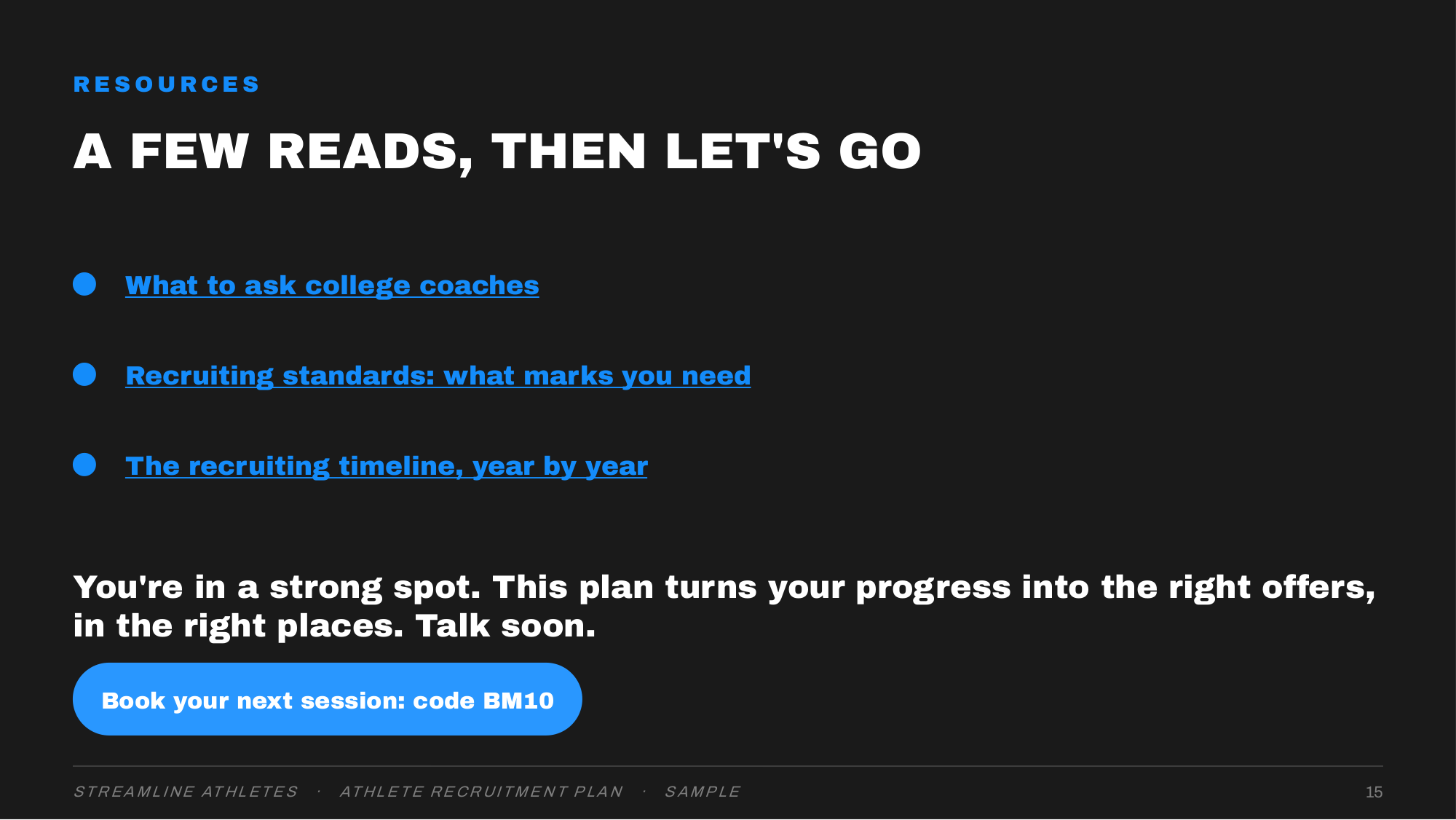Resources and next steps from Streamline Athletes
